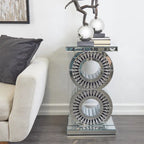 Table d'appoint en verre et miroir - Argent