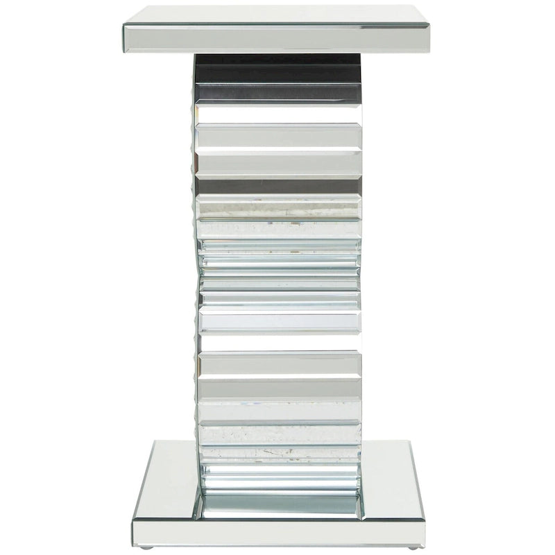Table d'appoint en verre et miroir - Argent