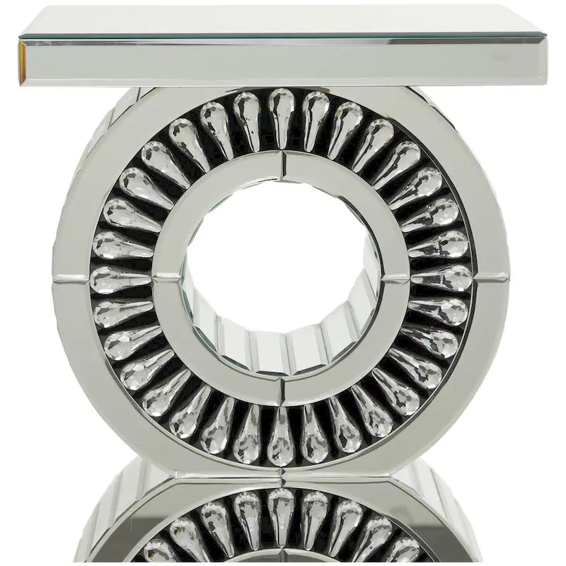 Table d'appoint en verre et miroir - Argent