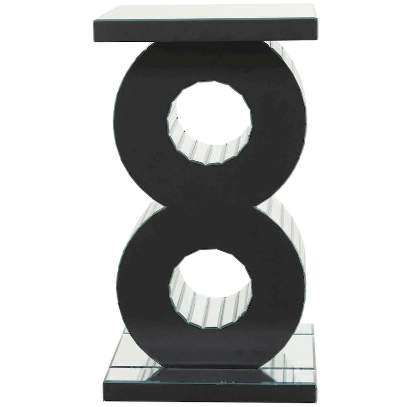 Table d'appoint en verre et miroir - Argent