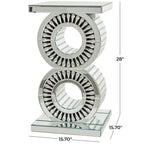 Table d'appoint en verre et miroir - Argent