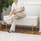 Banc ottoman de rangement capitonné de 47 pouces avec pieds en métal