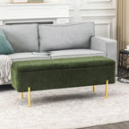 Banc ottoman de rangement capitonné de 47 pouces avec pieds en métal