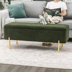 Banc ottoman de rangement capitonné de 47 pouces avec pieds en métal