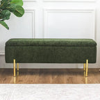 Banc ottoman de rangement capitonné de 47 pouces avec pieds en métal