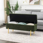 Banc ottoman de rangement capitonné de 47 pouces avec pieds en métal