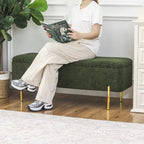 Banc ottoman de rangement capitonné de 47 pouces avec pieds en métal