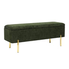 Banc ottoman de rangement capitonné de 47 pouces avec pieds en métal