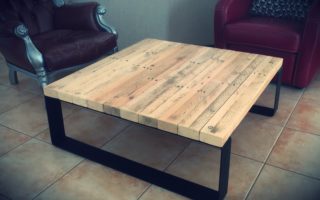 table basse industrielle palette acier soude