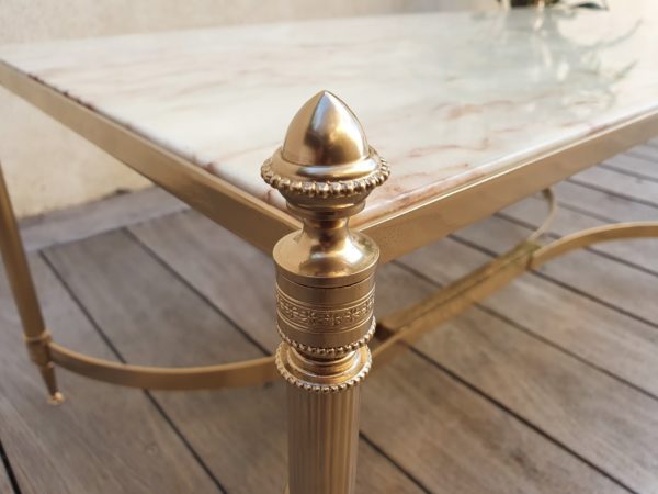 Table basse vintage laiton marbre